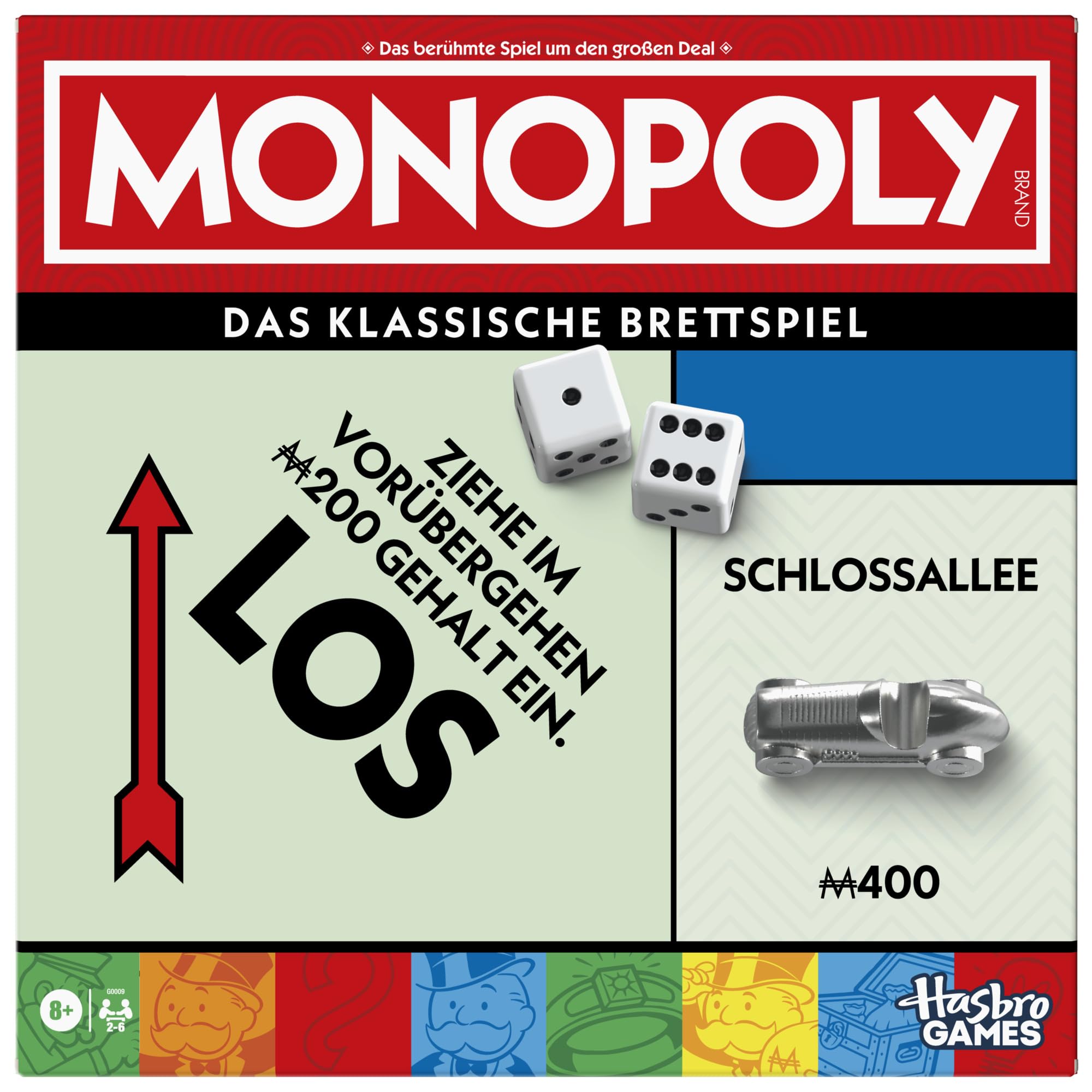 Monopoly Basisspiel mit Aufbewahrungsfach und größeren Spielfiguren - Deutsche Fassung