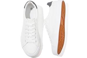 Rominz Mens White Canvas Shoes Fashion Low Top Canvas Sneakers Casual Tennis Shoes Lace-Up Walking Shoes for Men