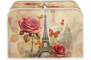 Talayituse Eiffel Tower Print Toaster Cover 4 Slice Bread Toaster Oven Covers Washable Rose Butterfly Toaster Cover Kitchen Small Appliance Covers Bakeware Protector