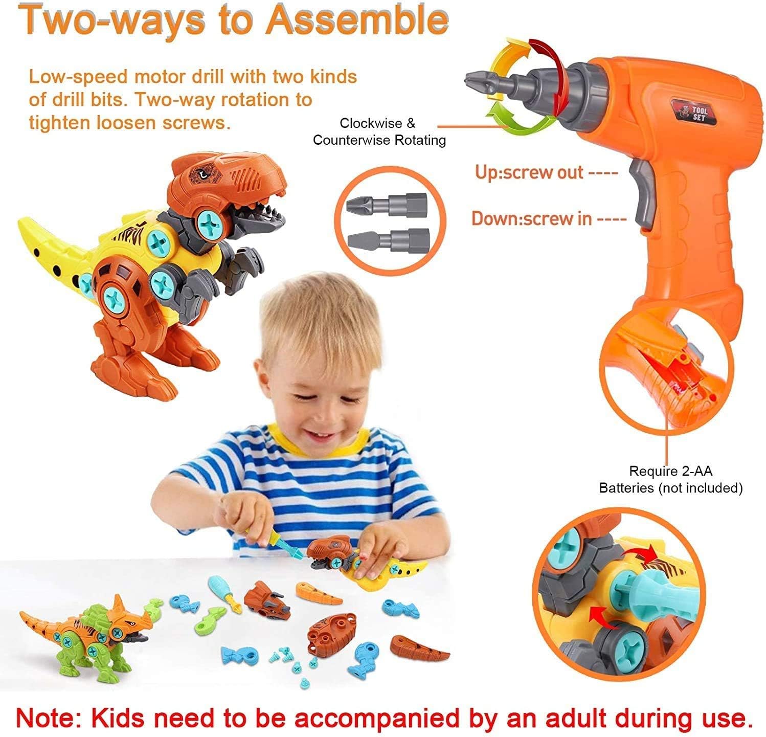 STAY GENT Take Apart Dinosaur Toys for Kids with Electric Drill 4 Packs DIY Dinosaur Educational STEM Building Toy - Image 4