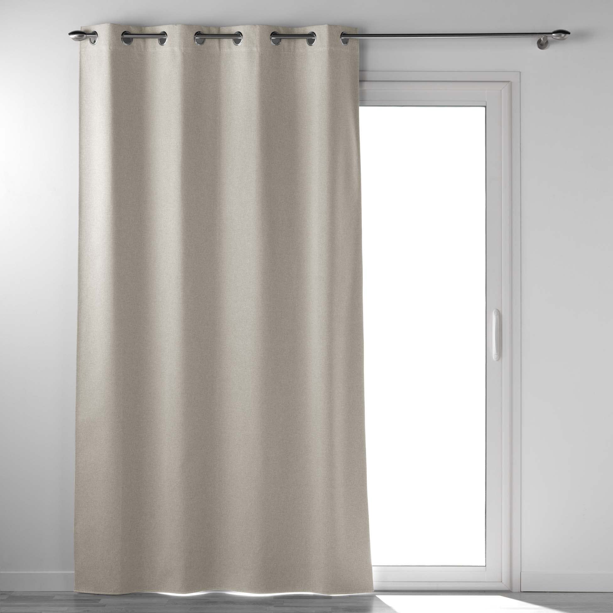 Douceur d'Intérieur, Occultiss Linen Eyelet Curtain 135 x 260 cm 100% Opaque Chambray Plain