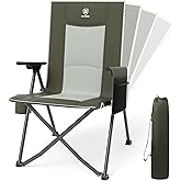 EVER ADVANCED Reclining Camping Chairs for Adult Lightweight, Folding Recliner Chair with Adjustable Back, 4-Level Lounge Chairs, Portable Lawn Chairs for Patio Balcony, Supports 350lbs Green