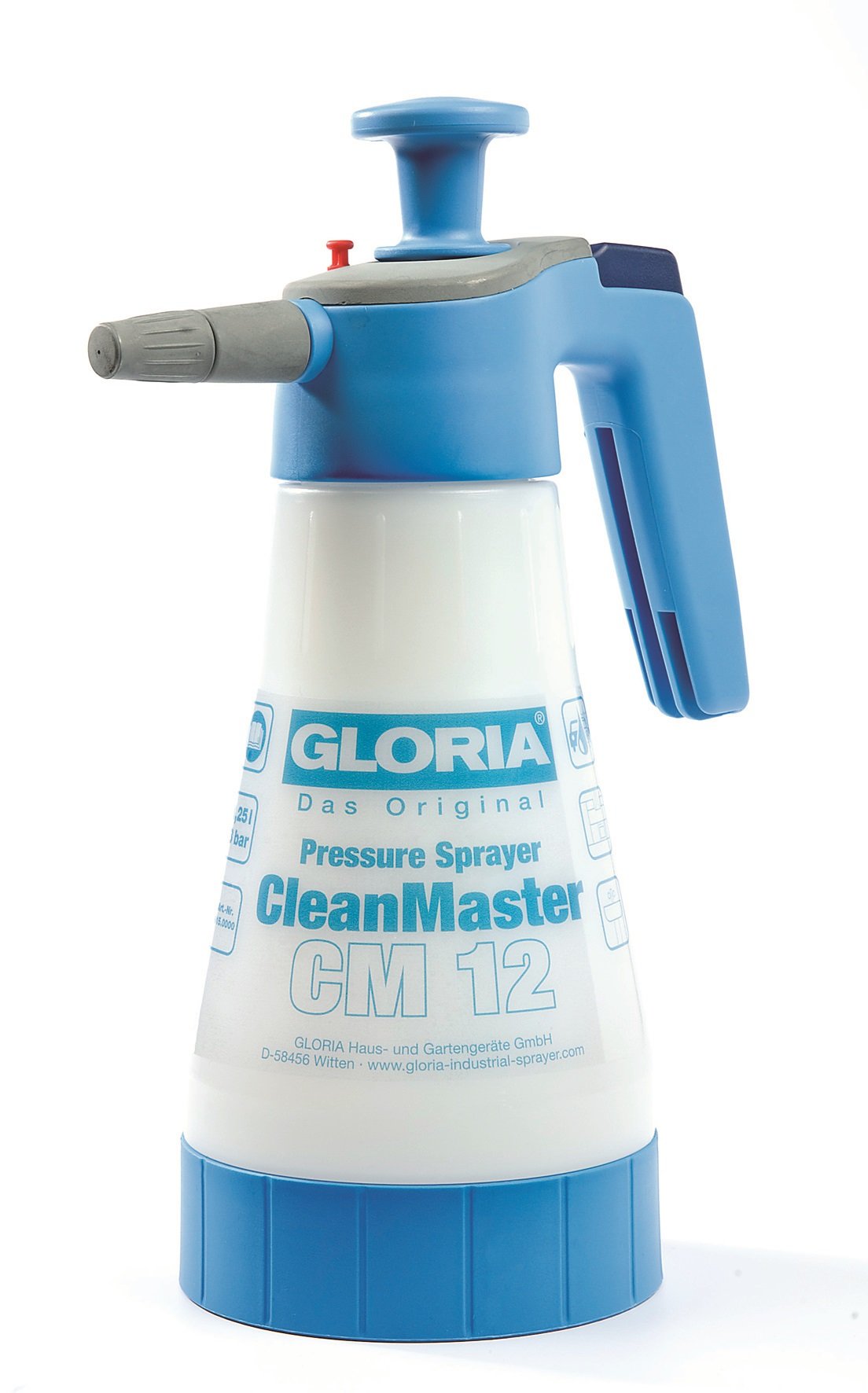 Gloria "CleanMaster CM12" Hand-Operated Sprayer, White/Blue, 1.25 Litre