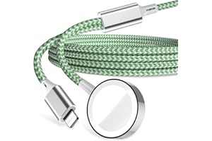 YXCKESA 2 in 1 Watch Charger Cable for Watch and Phone, Nylon Braided Charging Cord Compatible for Watch SE/7/6/5/4/3/2/1, fo