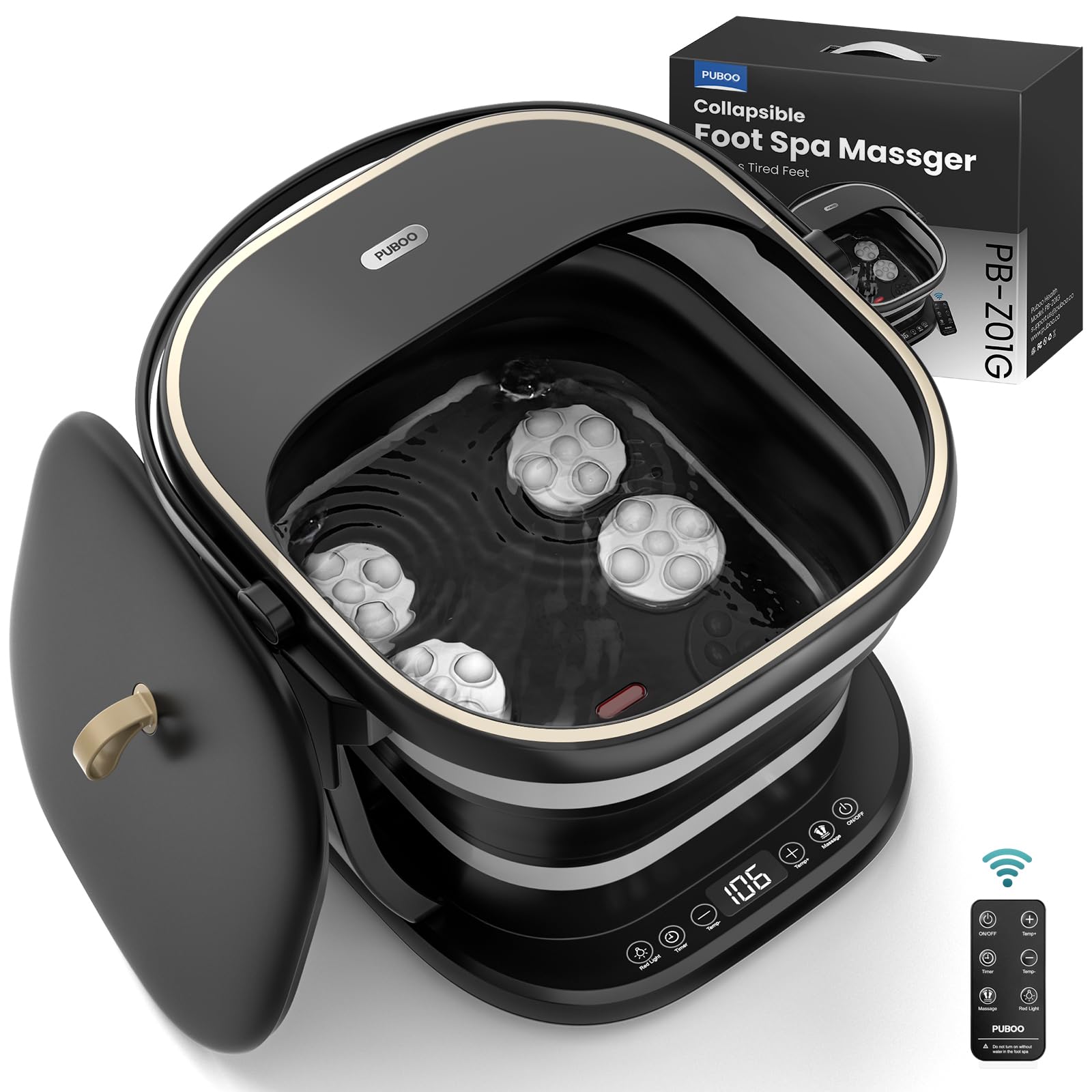 Puboo Collapsible Foot Spa Bath with Heat, Remote