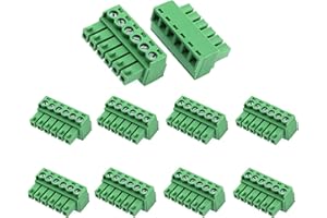 XUGERIP 10 PCS 6 Pin 2.54mm Pitch Screw Terminal Block Connector for 26-18AWG, Pluggable Quick Male Plug Connector-6 Pole