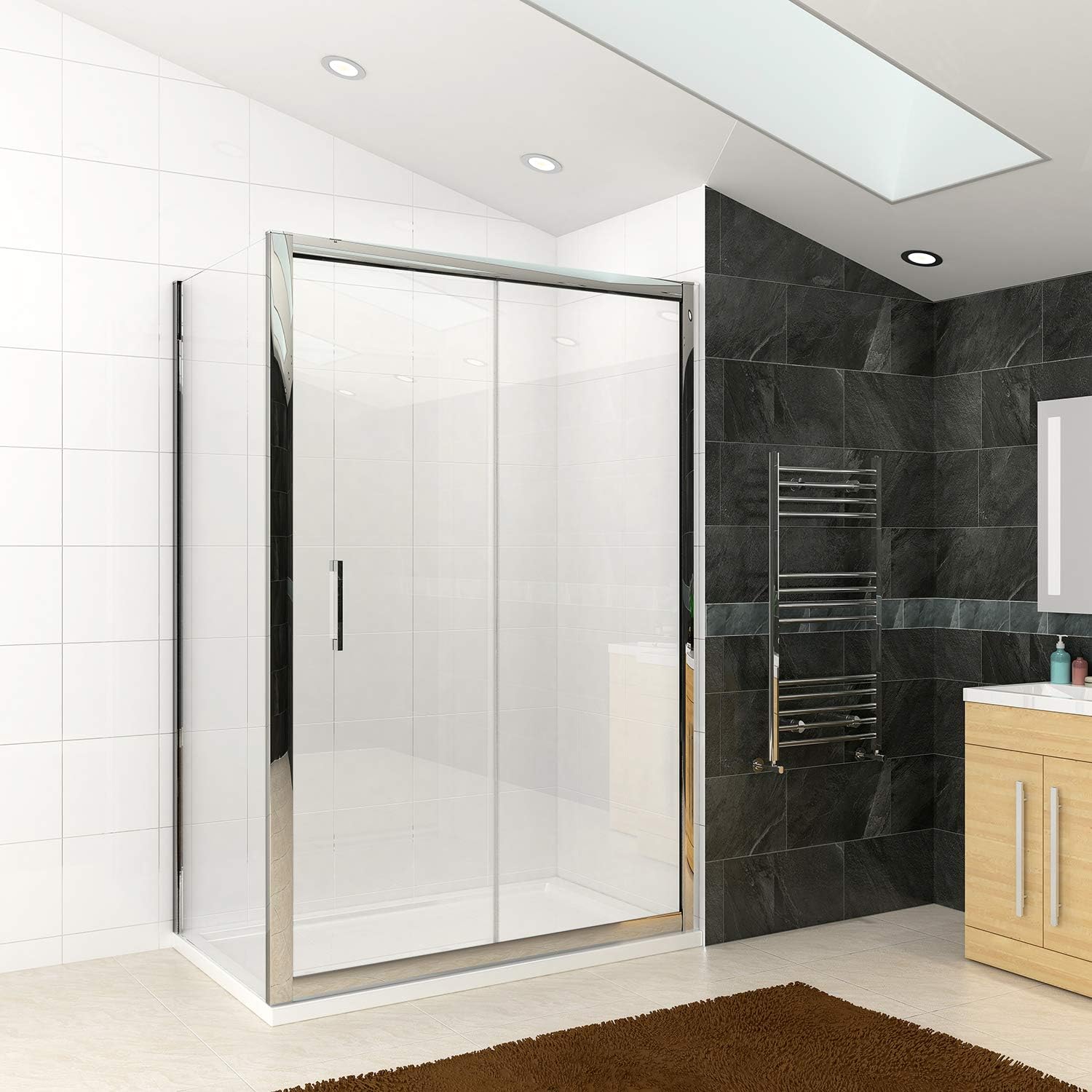 1700x800mm Chrome Sliding Double Shower Door Enclosure and Side Panel
