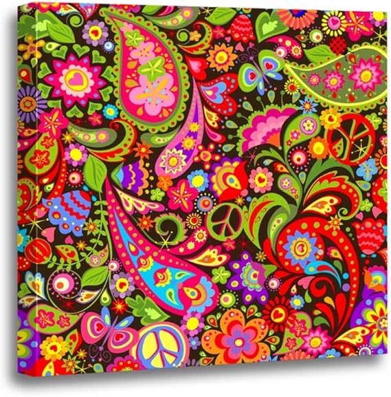 Ansouyi 12x12 Inches Canvas Wall Art Painting Hippy Hippie