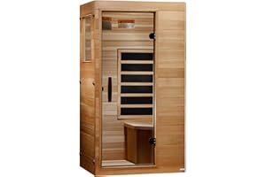 DYNAMIC SAUNAS Elite 1 Person Compact Ultra Low EMF FAR Infrared Sauna with Red Light Therapy & Bluetooth Speakers - Personal Indoor for Home & Gym