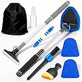 vioview Windshield Cleaner Tool, Car Interior Cleaning Kit with Extendable Handle and 3 Reusable Microfiber Pads, Auto Glass Wiper and Detailing Brush Kit for Car &amp; Home Window, Blue