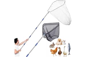 AOIAUTE Chicken Catching Net 2 Pcs,Adjustable from 29-74 inches Chicken Net, Suitable for Catching Outdoor Animals Such as Chickens, Ducks, Fishnet,Geese,Birds (2 Nets, 1 Pole Included)