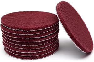 10 Pack 6 Inch Multipurpose Red Scrubber Scouring Pads Flocking Scuff Pads -Hoop and Loop Scuff Pads Conditioning Discs Polis