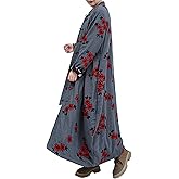 LZJN Women Trench Coat Floral Embroidered Jacket Long Cotton Linen Jacke Cottagecore Clothing Patchwork Outwear