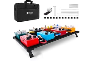 Vangoa Guitar Pedal Board, Aluminium Effect Pedal board Portable Folding Power Supply Pedalboard 17.7" x 11.8" with Carry Bag