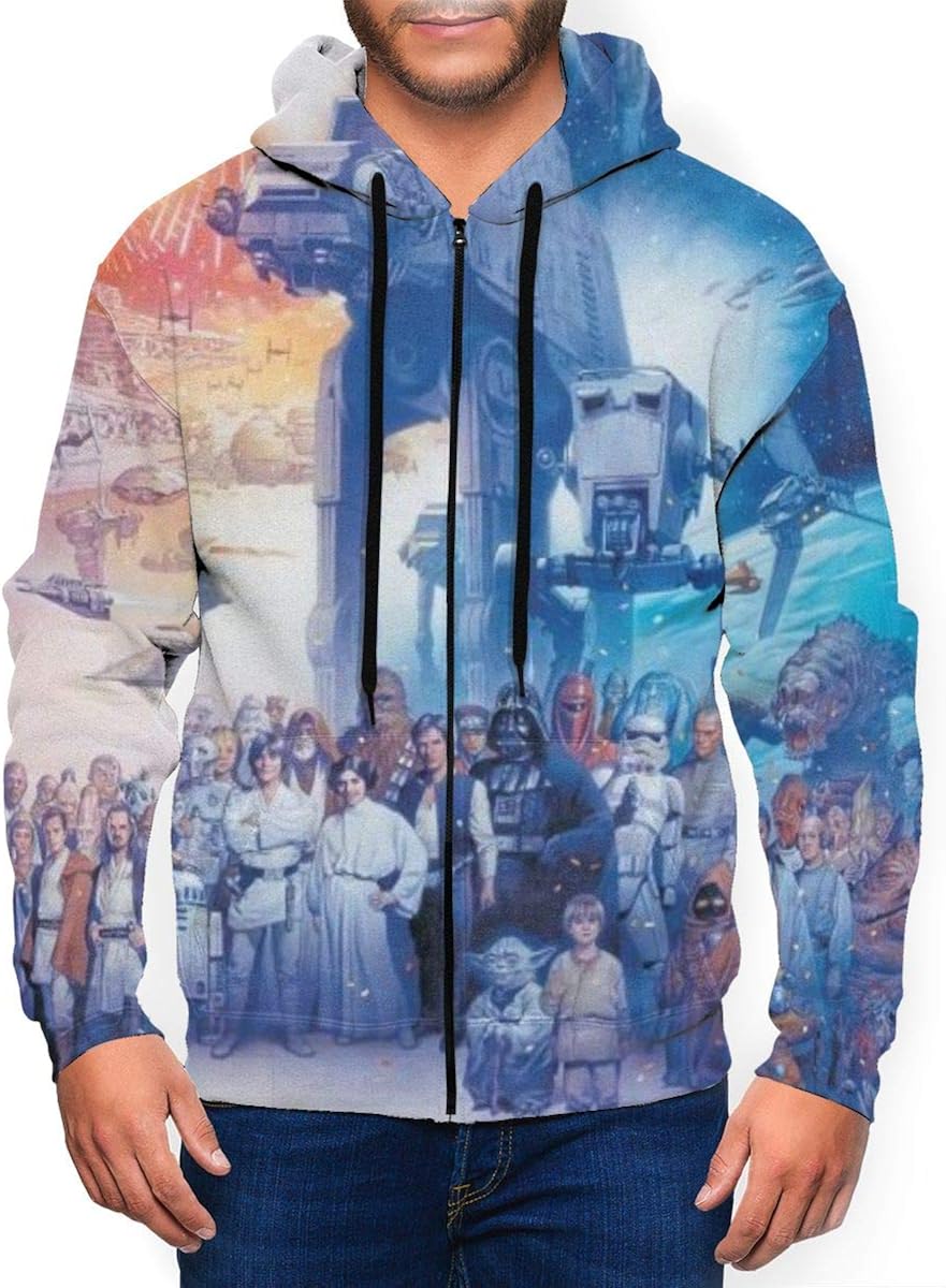 Amazon.com: Star War Men's Hoodie 3D Printing Full-Zip Pullover Hoodies Sweatshirt: Clothing
