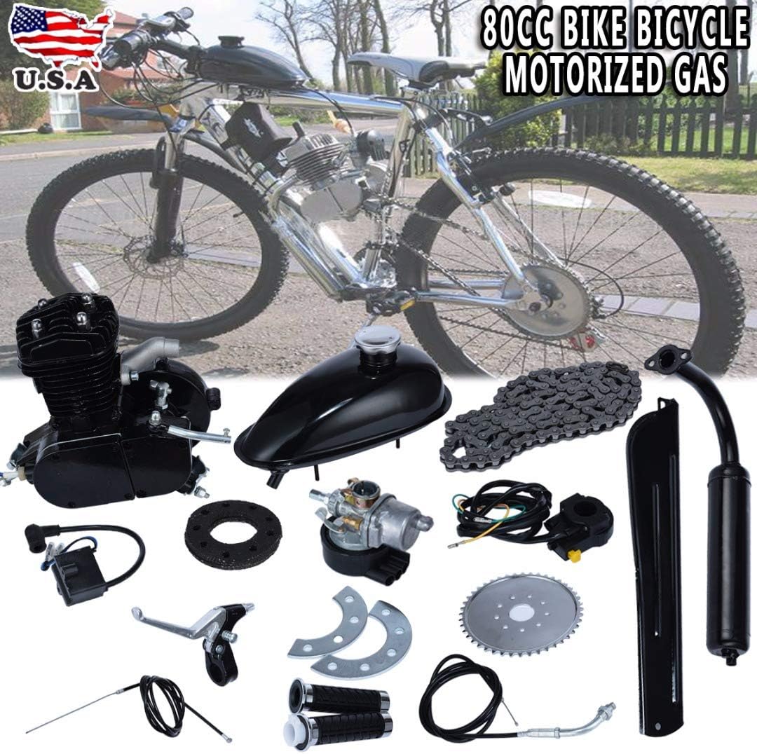 ttbero Full 80CC Bicycle Engine Kit, Motorized Bike 2-Stroke, Petrol Gas Engine Kit, Black (Shipped from US)