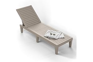 ROJIK Outdoor Chaise Lounge Chair with 5-Position Adjustable Backrest,Waterproof & Lightweight | Durable Indoor/Outdoor Patio Lounger Chair for Garden Pool Beach,(Single, Grey)