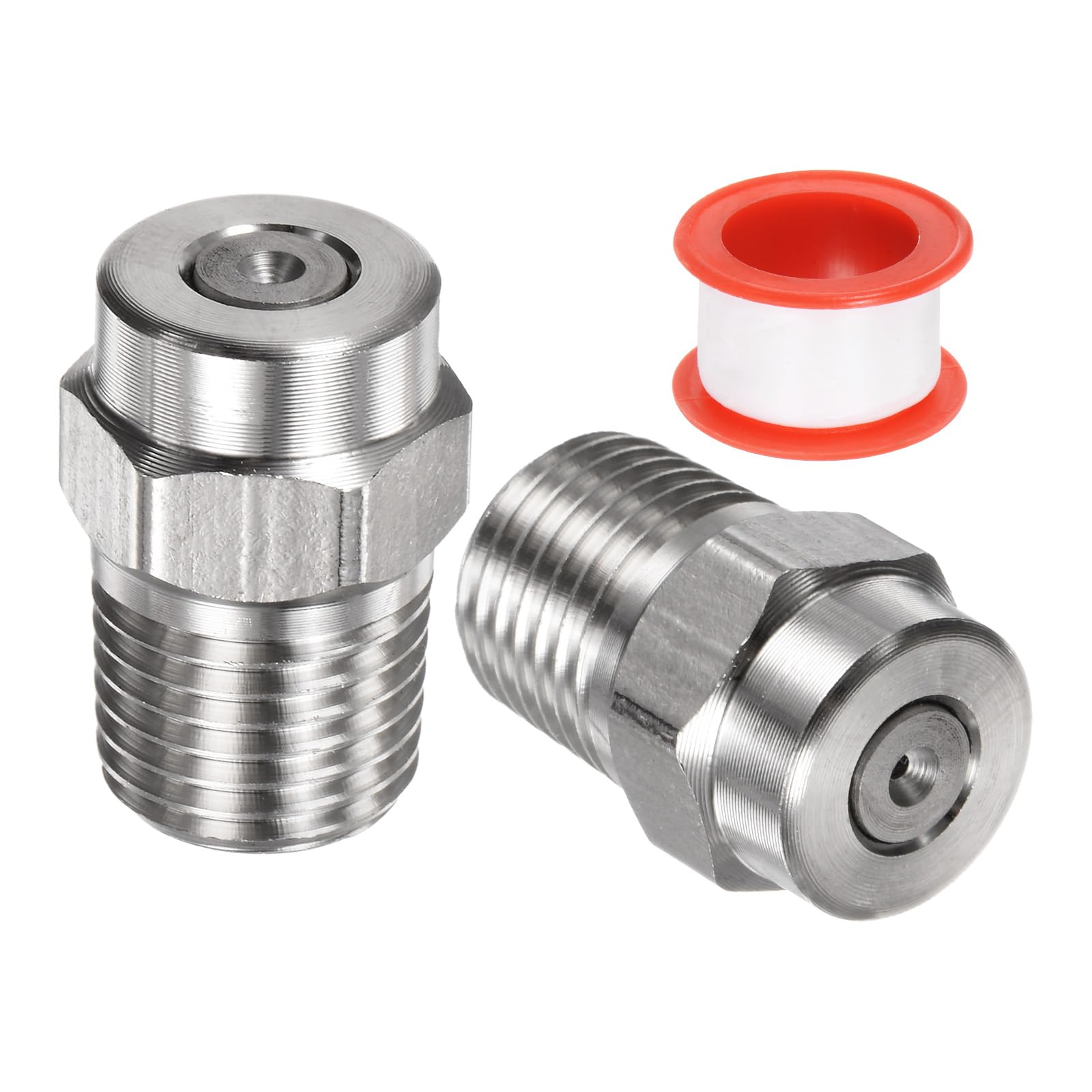 M METERXITY 2 Pack Surface Clean Tips - 0 Degree 1/4" NPT Male #00030 Pressure Washer Nozzles Cleaner Nozzle Replacement, Stainless Steel with Sealing Tape for Water Guns (1.07mm Orifice)
