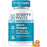 SmartyPants Teen Guy Multivitamin Gummies, Omega 3 (DHA/EPA), Vitamin D3, C, Vitamin B12, B6, A, K & Zinc, Folate, Gluten Free, Fruit Flavor, 60 Count (30 Day Supply)