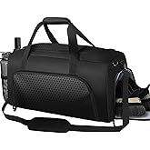 Gym Sports Duffle Bag for Men, Athletic Workout Bag, 20" Medium Duffel Bag with Wet Pocket & Shoe Compartment Black