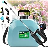 Battery Powered Sprayer 2 Gallon, 2025 Upgrade Electric Sprayer with 3 Adjustable Speed, Battery Indicator, 4 Mist Nozzles, Rechargeable Retractable Wand with Adjustable Shoulder Strap for Lawn Garden
