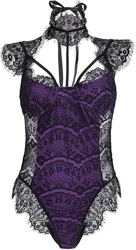 Amazon Co Jp 大型レディースまつげレースパジャマシースルーセクシーなワンピースベッドルームの下着 レースブラジャーランジェリーセクシーランジェリー Color Purple Size Xx Large ホーム キッチン