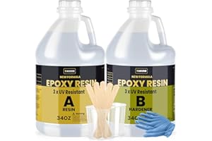 TAKIMO 68OZ 3×UV Resistant Resin Epoxy Kit,No Bubble & Crystal Clear Epoxy Resin for Coating, Casting, Table Top,DIY, Bar Top, River Tables, Resin Art, Wood with All Accessories