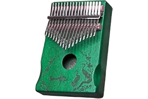 LYDESY Kalimba 17 Keys Thumb Piano for Beginners – Easy to Learn Solid Wood Mbira Instrument with Tuning Hammer & Gift Bag, Perfect Holiday & Christmas Gift for Adults & Kids Vintage Green