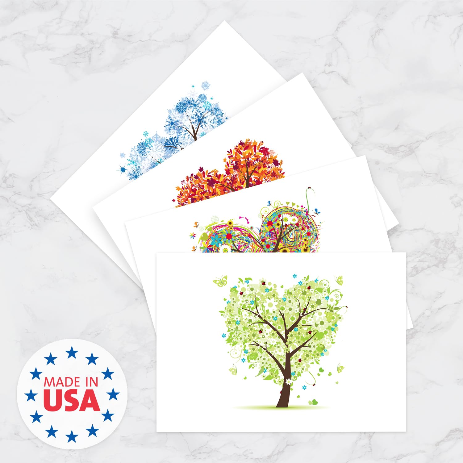 Seasons of Life Note Card Assortment Pack/Set Of 24 Greeting Cards And White Envelopes / 4 7/8