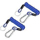 PATIKIL 3 ft Breakaway Trailer Cable,2 Pcs Trailer Brake Away Cable Safety Cable Straps Spring Towing Coiled Wire with Clip for RV Trailer Emergency Breakaway Switch Blue