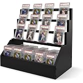 EAMC XHXX Trading Card Display Stand with 5-Row Storage，3-Tier Large Capacity Graded Card Display，Wooden Cards Display Stand for Soprts Cards Collection &amp; Show
