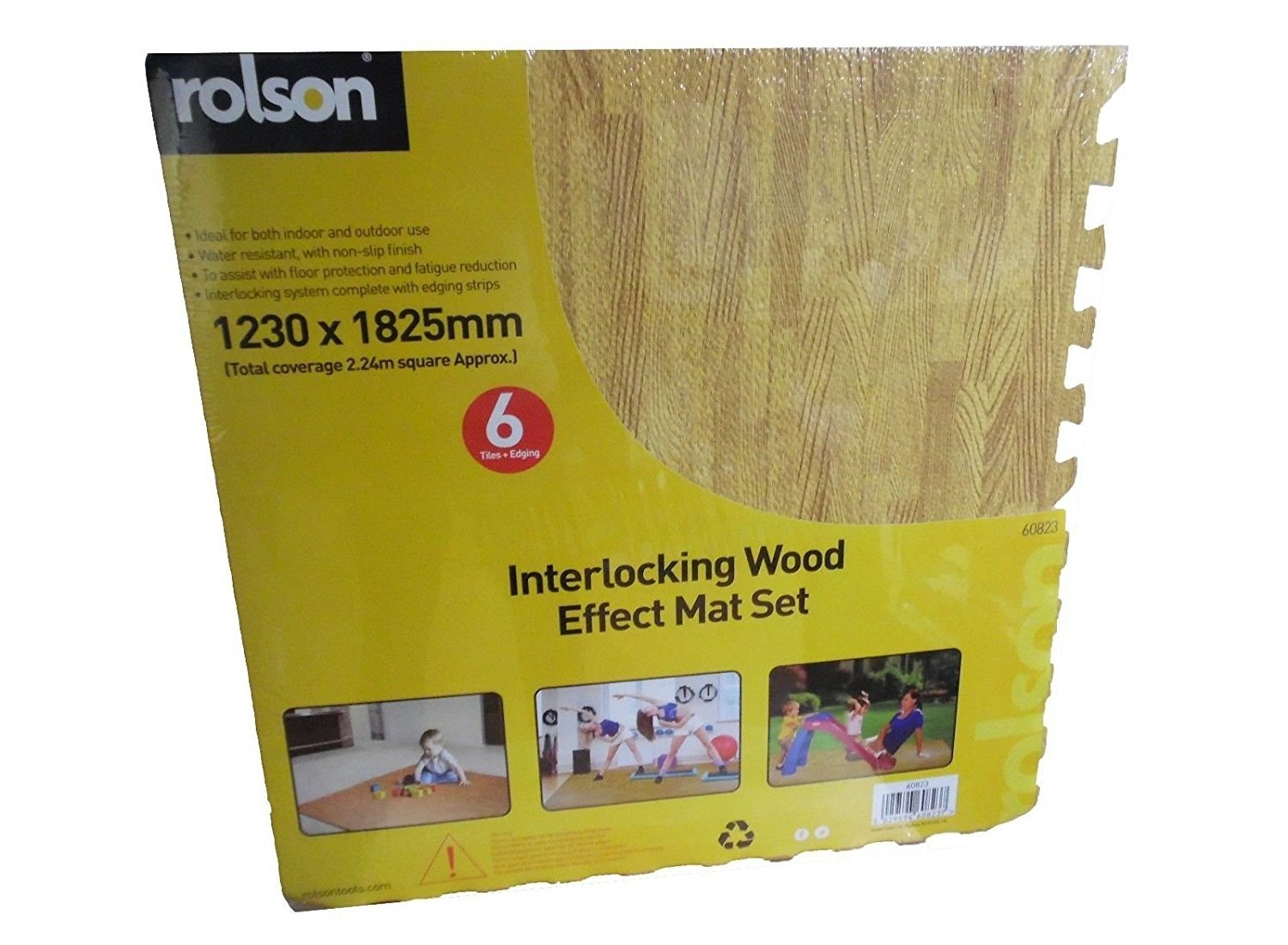 Rolson 60823 Wood Grain Floor Mat Black 120 X 180 Cm Set Of 6