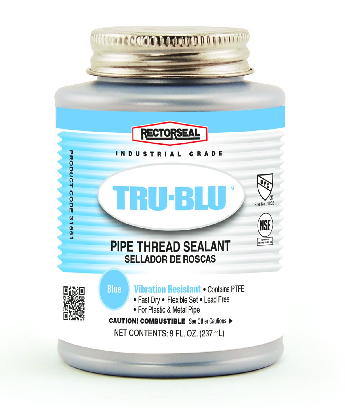 Rectorseal 31551 1 2 Pint Brush Top Tru Blu Pipe Thread Sealant