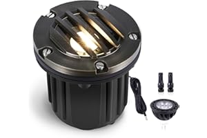 Gardenreet In Ground Well Light - Brass 12V LED Waterproof Outdoor Landscape Lighting, Low Voltage Ip65 in-Grade Grated Top Light, Antique Bronze for Tree Walkway Wall with 2700K Warm White MR16 Bulb