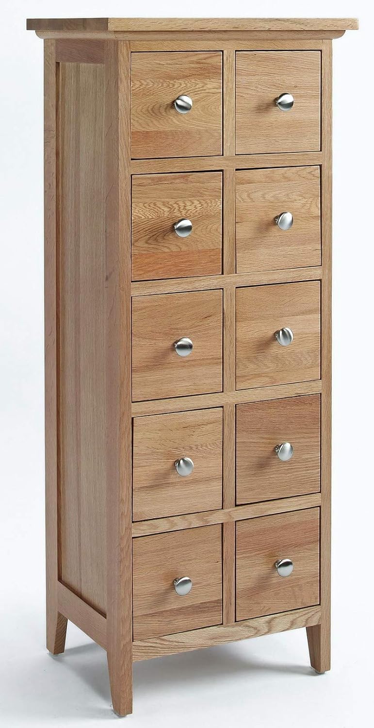 Hallowood Camberley Cd Dvd Storage Tower In Light Oak Finish Solid Wooden Media Cabinet Holder Stand Unit Rack With 10 Drawers Amazon Co Uk Kitchen Home
