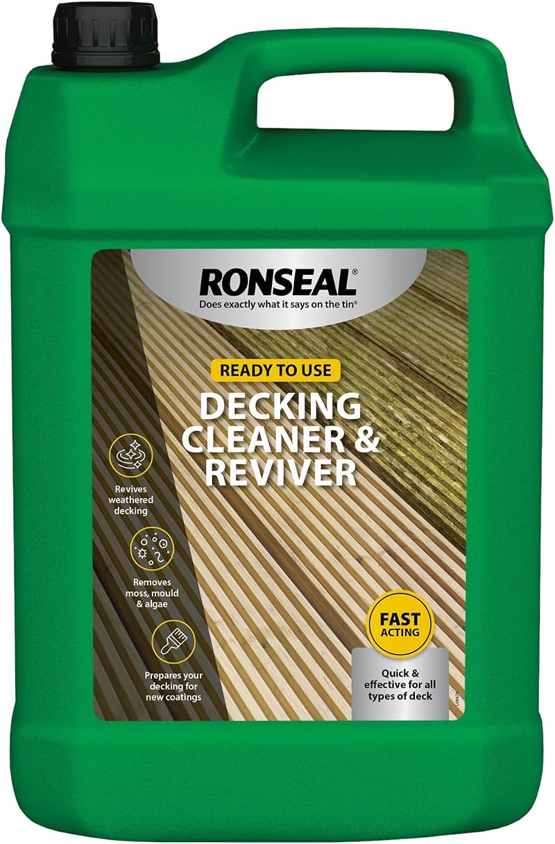 Ronseal 5 Litre DC Decking Cleaner Wood Reviver Grease Stain Algae Mildew