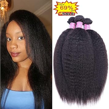 Iupin Kinkys Straight Human Hair 3 Bundles 10 12 14 Inch Yaki