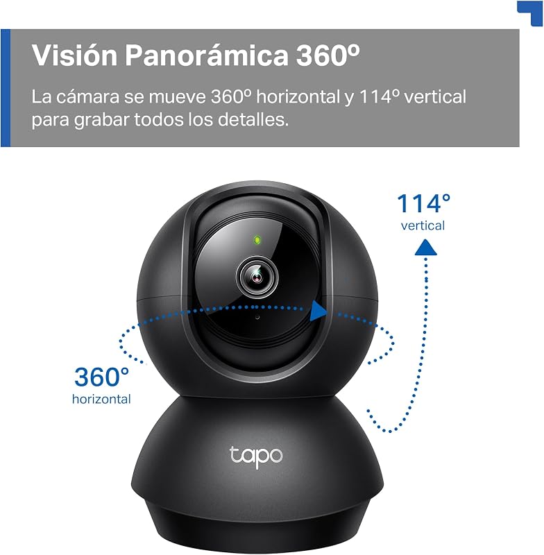 Tapo c201 - câmera wifi interna fhd, câmera de vídeo de vigilância, visão noturna, visão 360°, áudio bidirecional, detecção de movimento e notificações, alarme acústico e luminoso integrado,