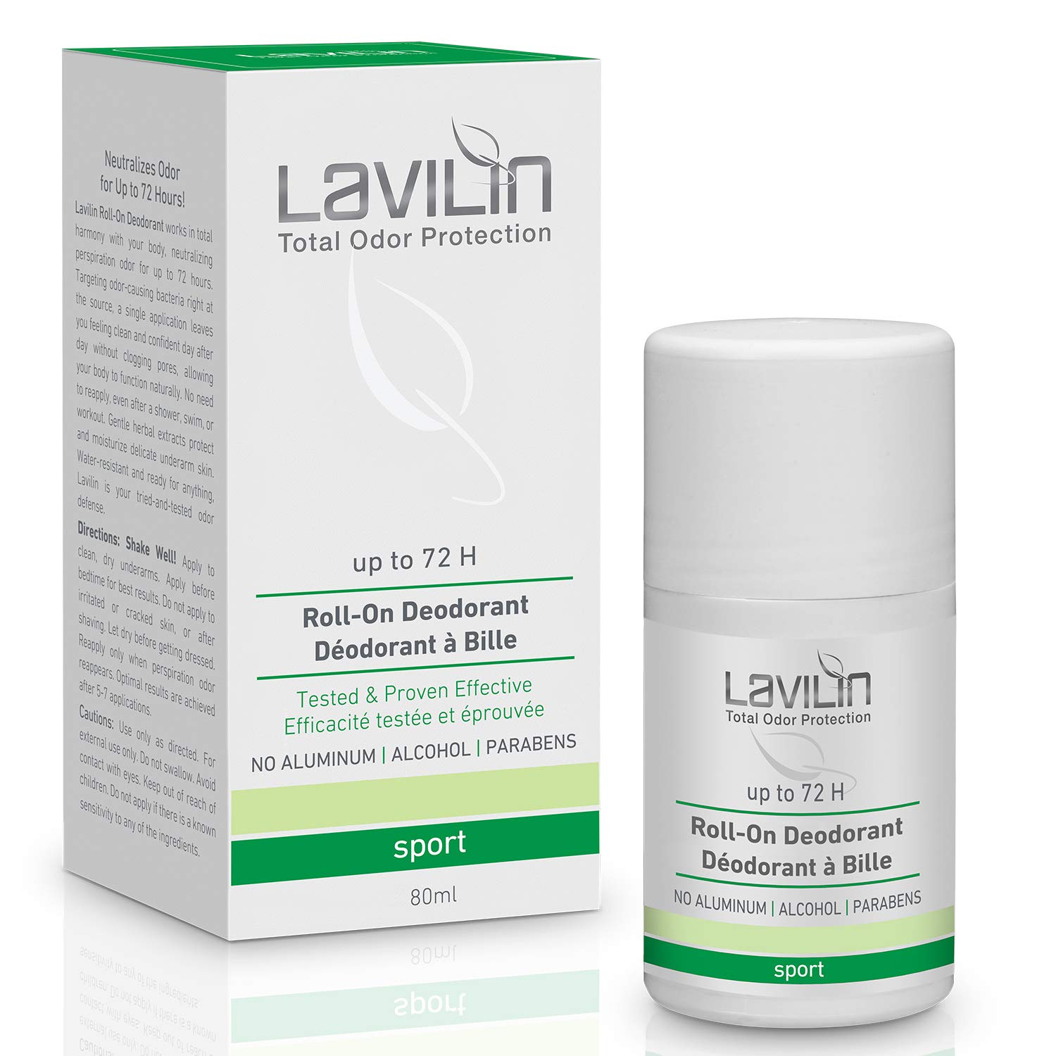 LAVILIN Roll-On Deodorant For Sports | Up to 72 Hour Long-Lasting Protection | The Different Way to Prevent Unpleasant Odors – Alcohol, Paraben and Aluminum Free - Cruelty-Free - Kind to Skin 2.7 oz