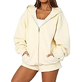 JEIBKOUY Oversized Zip Up Hoodie for Women Fleece Long Sleeve Hooded Sweatshirts Cute Y2k Jackets 2025 Fall Winter Clothes
