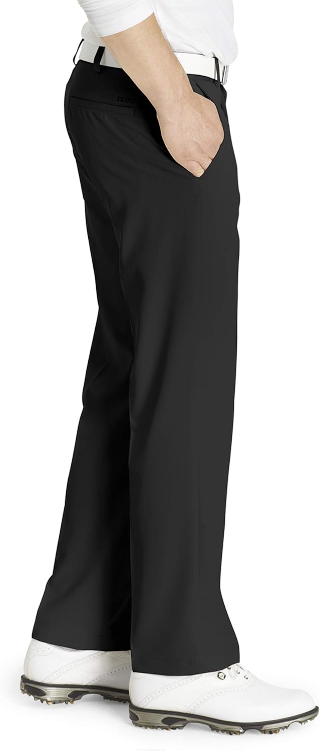 IZOD Men's Flat Front Traditional Slim Fit Basic Microtwill Golf Pant at  Men’s Clothing store