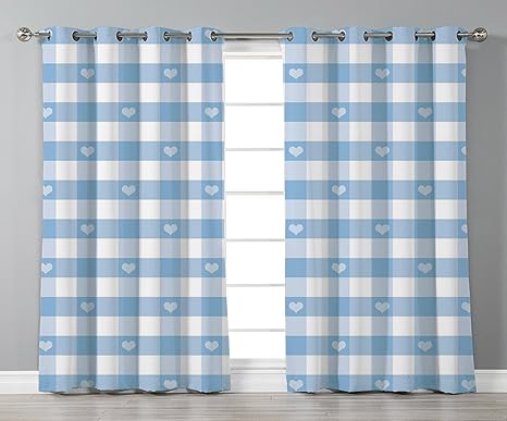 Thermal Insulated Blackout Grommet Window Curtains Checkered