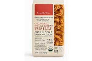 Delallo's Organic Whole-Wheat Fusilli Pasta – Traditional Italian Spiral Shape for Sauces & Salads (454 g)