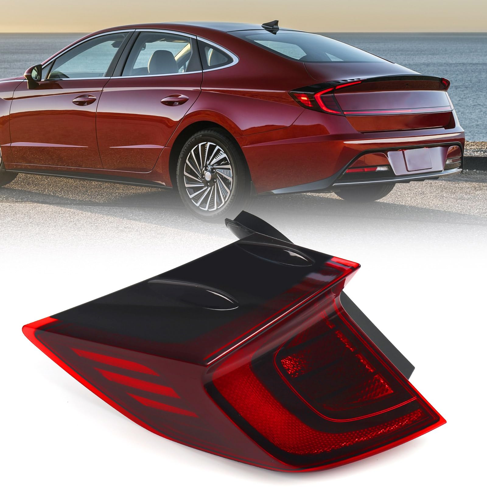 Photo 1 of Huray Left Tail Light for Hyundai Sonata 2020-2022 Driver Side Taillight Lamp Assembly Replacement for HY2804163 92401L0100