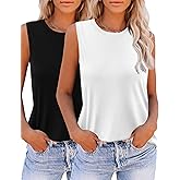 Zeagoo Womens 2026 Tank Tops Casual Crewneck Sleeveless T Shirts Loose Fit Summer Tunic Blouse