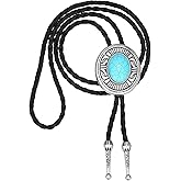 Joxevyia Bolo Tie with Natural Stone for Men Vintage Handmade Cowboy Bolo Ties Cowhide Rope Buckle Clasp Necktie for Women