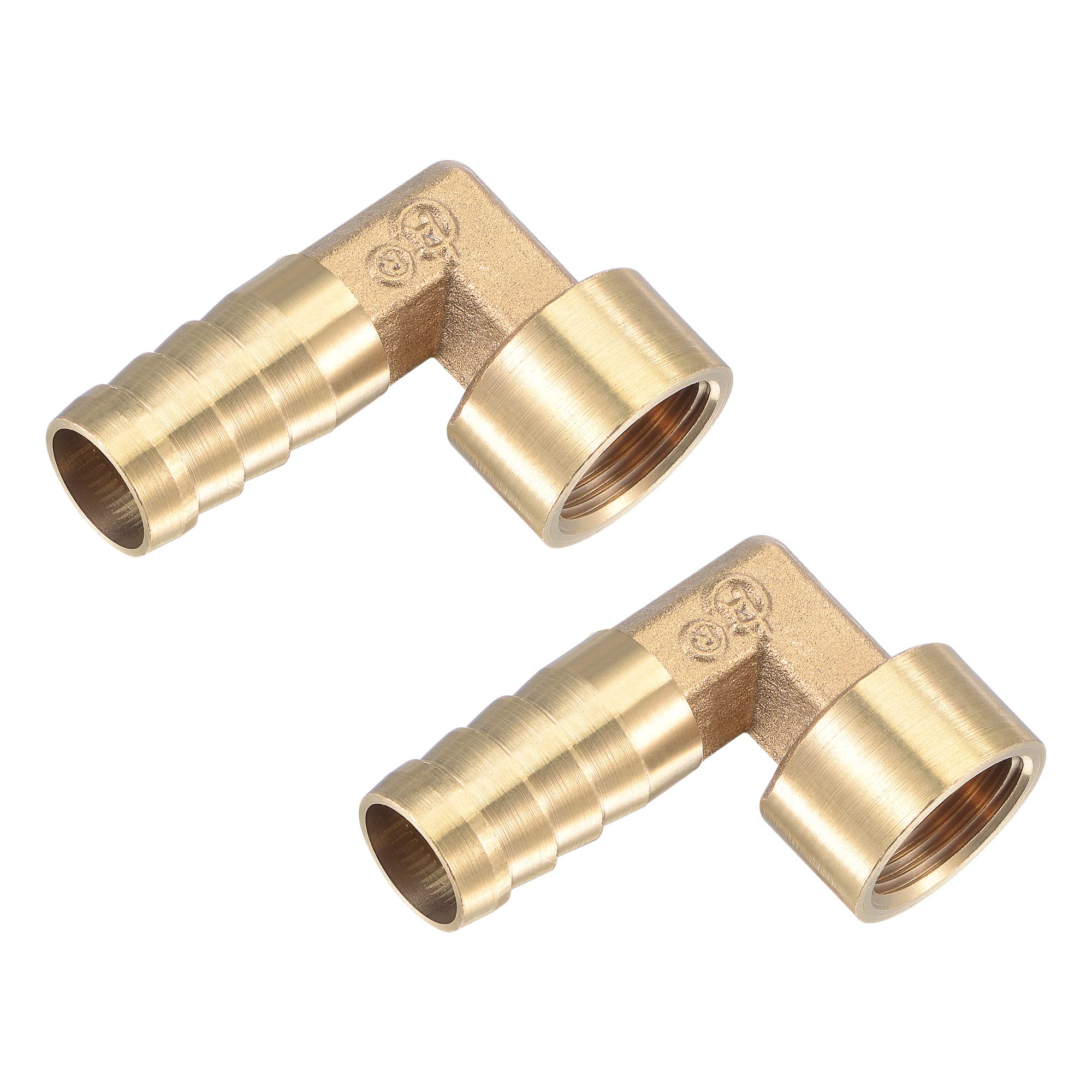 M METERXITY Brass Hose Barb Fittings - 90 Degree Elbow Brass 14mm Barb Connector Apply to Water Fuel (G3/8 Female Pipe)