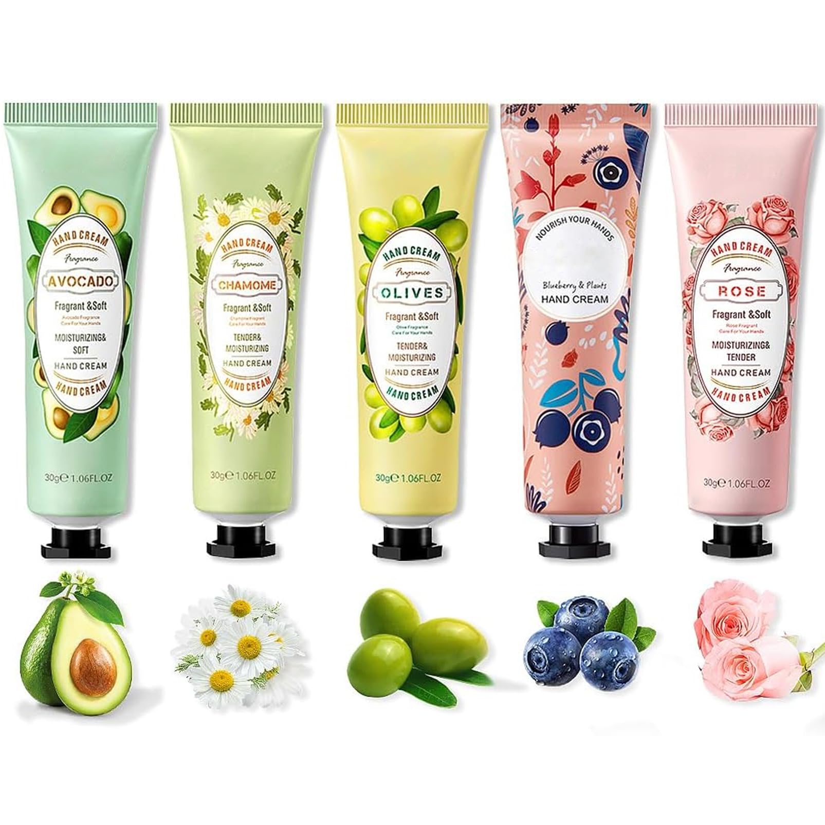 Hand Cream for Very Dry Hands - Mini Hand Cream Gift Set Multipack - Natural Fruit Flower Fragrance Hand Moisturiser - Deeply Hydrating Handcream Non-greasy for Women Man Hand Care