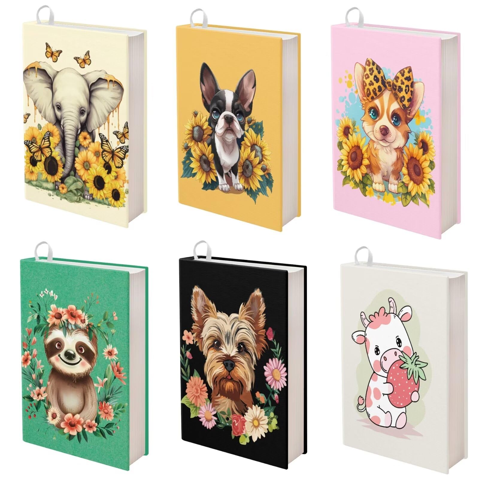 chaqlin Cute Sloth Book Sleeve Book Covers Set for Kids Boys Girls School Book Protector 6 Pcs Stretchable Book Sleeve for Hardcover Book Protective Set Book Textbook Cover Set