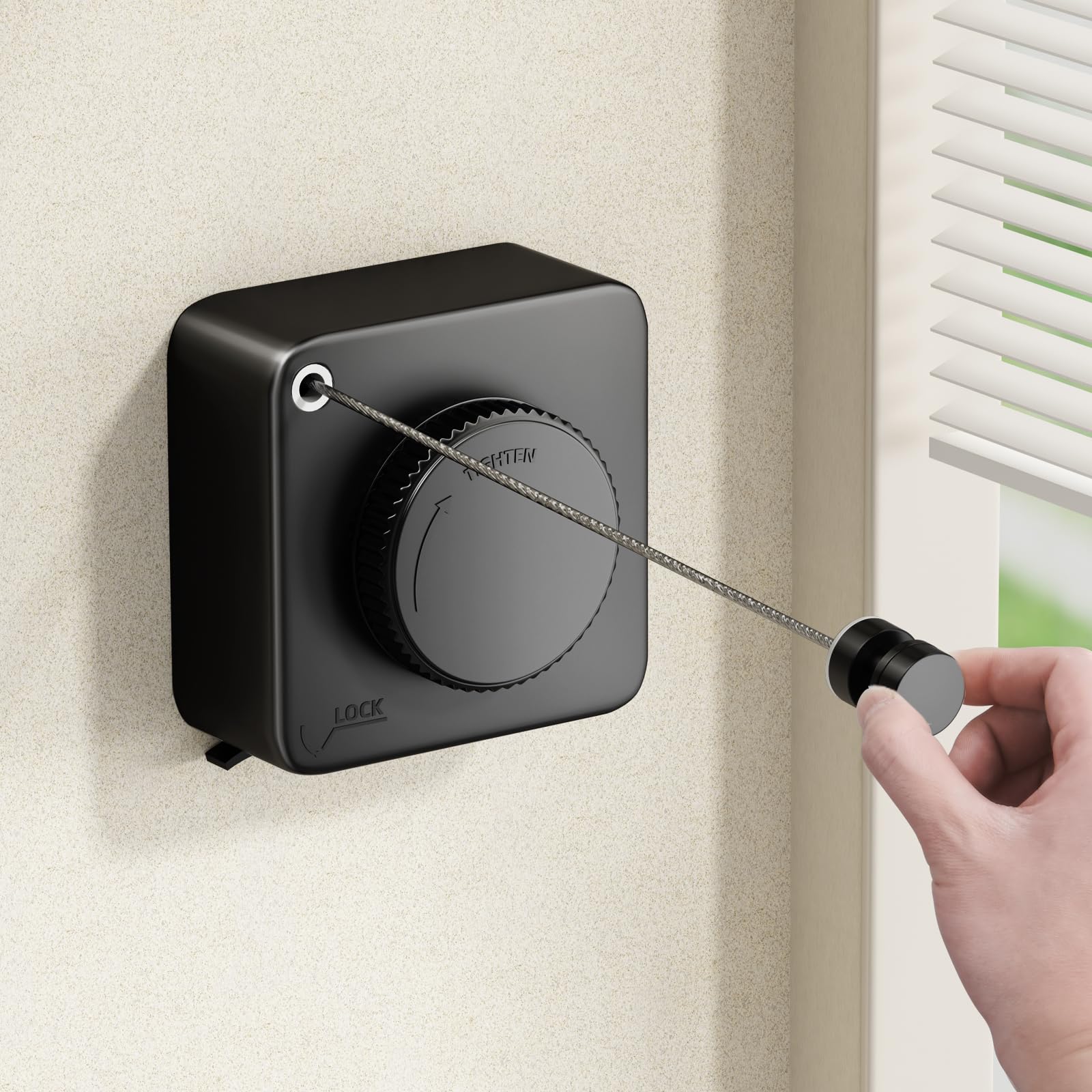 Photo 1 of MUSTORN Retractable Clothesline Indoor, Non-Sagging Outdoor Clothes Line Retracting Heavy Duty Clothes Drying Laundry Line Wall Mounted Stainless Steel Line-15.1 Feets?Black?